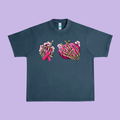Breast Cancer Skeleton Hands Urban Heavy Tee Designed By Nancycooperartshop