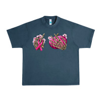 Midnight Navy Breast Cancer skeleton hands Urban Heavy Tee - NancyCooperArtShop