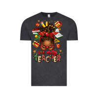 Vintage Black one merry teacher afro messy bun Vintage Tee - texasbilliewilder