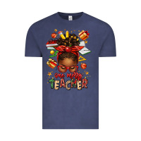 Vintage Denim one merry teacher afro messy bun Vintage Tee - texasbilliewilder