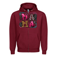 Burgundy Racing leopard frame mama Mother's Day Zipper Hoodie - LillyAllenDesigns