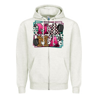 Oatmeal Heather Racing leopard frame mama Mother's Day Zipper Hoodie - LillyAllenDesigns