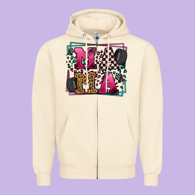 Racing Leopard Frame Mama Mother's Day Zipper Hoodie Designed By Lillyallendesigns