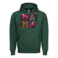 Sports Green Racing leopard frame mama Mother's Day Zipper Hoodie - LillyAllenDesigns