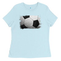 Baby Blue Soccer Ball Brushstroke Ladies Tee - RanaPortraitStore