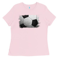 Bubblegum Pink Soccer Ball Brushstroke Ladies Tee - RanaPortraitStore