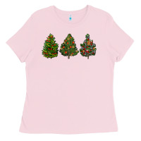 Bubblegum Pink christmas trees Ladies Tee - LillyAllenDesigns
