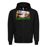 Black Mom With White Chester Pig And Baby Pig Zipper Hoodie - LillyAllenDesigns