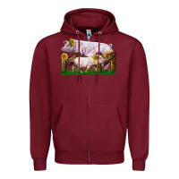 Burgundy Mom With White Chester Pig And Baby Pig Zipper Hoodie - LillyAllenDesigns