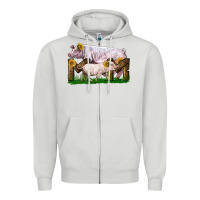 Dove Grey Mom With White Chester Pig And Baby Pig Zipper Hoodie - LillyAllenDesigns