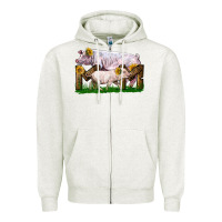 Oatmeal Heather Mom With White Chester Pig And Baby Pig Zipper Hoodie - LillyAllenDesigns