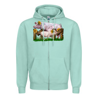 Seafoam Mom With White Chester Pig And Baby Pig Zipper Hoodie - LillyAllenDesigns
