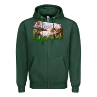 Sports Green Mom With White Chester Pig And Baby Pig Zipper Hoodie - LillyAllenDesigns