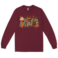 Burgundy my blood type is pumpkin spice Long Sleeve Tee - CowGirlArtShop