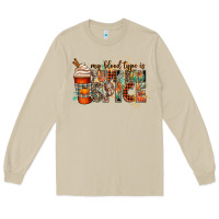 Mushroom my blood type is pumpkin spice Long Sleeve Tee - CowGirlArtShop