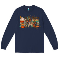 Navy my blood type is pumpkin spice Long Sleeve Tee - CowGirlArtShop