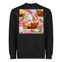 Black Easter Bunny With Hamper Seamless Pattern Heavyweight Sweatshirt - BundleAndBundleShop