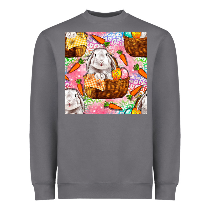 Easter Bunny With Hamper Seamless Pattern Heavyweight Sweatshirt by BundleAndBundleShop | Teevron
