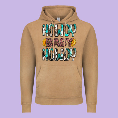Western Howdy Baby Howdy Vintage Hoodie Designed By Howdyjamesfarm