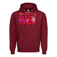 Burgundy Mommy's Little Valentine Zipper Hoodie - CowhideDigitalArt