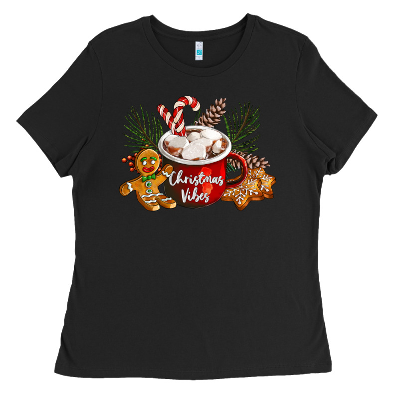 Christmas Vibes Hot Cocoa Ladies Tee by LillyAllenDesigns | Teevron