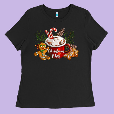 Christmas Vibes Hot Cocoa Ladies Tee Designed By Lillyallendesigns