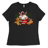 Black christmas vibes hot cocoa Ladies Tee - LillyAllenDesigns