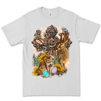 Dove Grey Western Rabbit with Crosses Premium Tee - LillyAllenDesigns