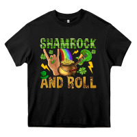 Black Shamrock and roll Heavy Core Tee - BundleAndBundleShop