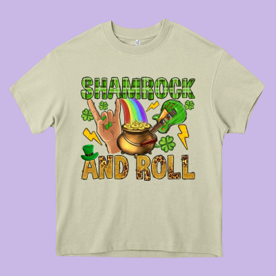 Shamrock And Roll Heavy Core Tee Designed By Bundleandbundleshop