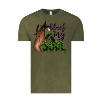 Vintage Olive Black my soul Vintage Tee - NancyCooperArtShop
