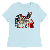 Baby Blue Christmas Zebra Baby And Mama Ladies Tee - LillyAllenDesigns