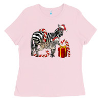 Bubblegum Pink Christmas Zebra Baby And Mama Ladies Tee - LillyAllenDesigns
