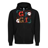Black Baseball gigi leopard frame Zipper Hoodie - LillyAllenDesigns