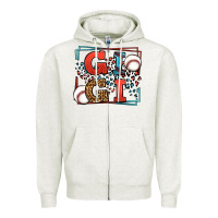 Oatmeal Heather Baseball gigi leopard frame Zipper Hoodie - LillyAllenDesigns