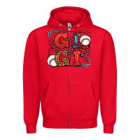 Red Baseball gigi leopard frame Zipper Hoodie - LillyAllenDesigns