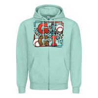 Seafoam Baseball gigi leopard frame Zipper Hoodie - LillyAllenDesigns