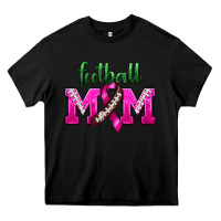 Black Football Mom Breast Cancer Heavy Core Tee - BundleAndBundleShop