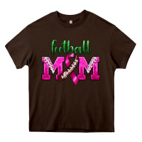 Chocolate Brown Football Mom Breast Cancer Heavy Core Tee - BundleAndBundleShop