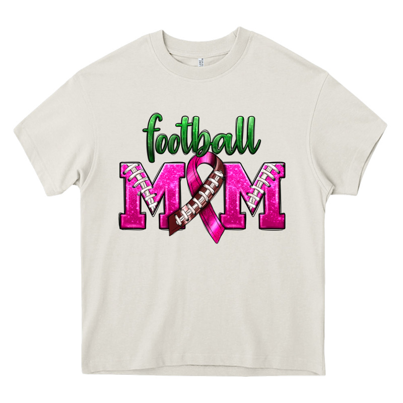 Football Mom Breast Cancer Heavy Core Tee by BundleAndBundleShop | Teevron