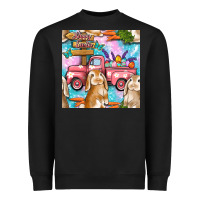 Easter Bunny With Truck Seamless Pattern Heavyweight Sweatshirt | Teevron