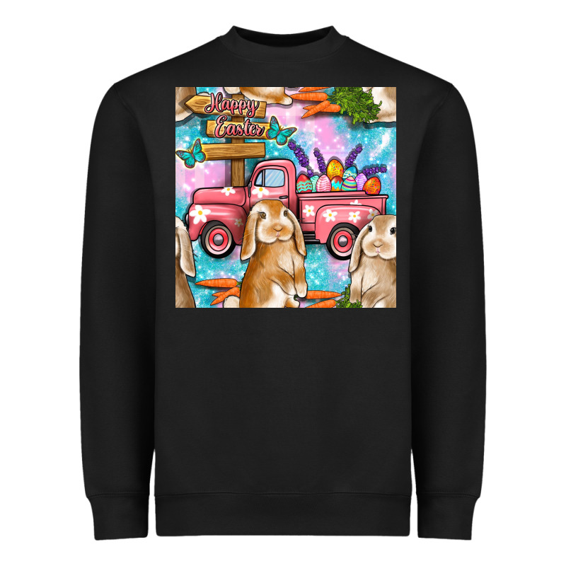 Easter Bunny With Truck Seamless Pattern Heavyweight Sweatshirt by BundleAndBundleShop | Teevron