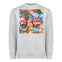 Heather Grey Easter Bunny With Truck Seamless Pattern Heavyweight Sweatshirt - BundleAndBundleShop