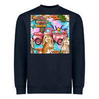 Navy Easter Bunny With Truck Seamless Pattern Heavyweight Sweatshirt - BundleAndBundleShop