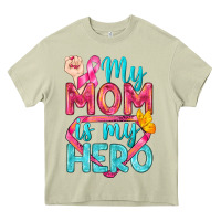 Mossy My Mom Is My Hero Breast Cancer Heavy Core Tee - BundleAndBundleShop