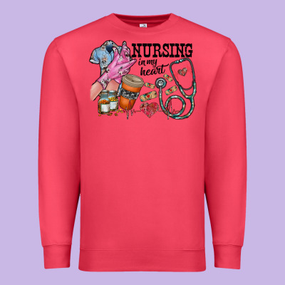 Nursing In My Heart Premium Sweatshirt Designed By Racoondesign