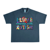 Midnight Navy I love someone with Autism Urban Heavy Tee - NancyCooperArtShop