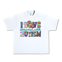 White I love someone with Autism Urban Heavy Tee - NancyCooperArtShop