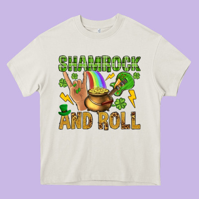 Shamrock And Roll Heavy Core Tee Designed By Bundleandbundleshop