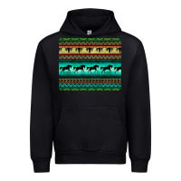 Black turquoise horse and bullskull aztec  pattern Urban Hoodie - BarkalooDesign